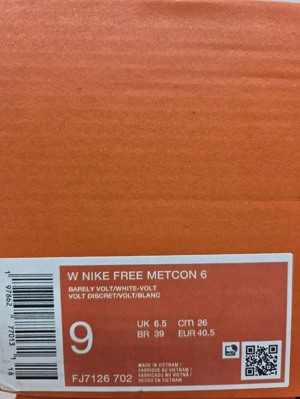 Nike Women's Free Metcon 6 Barely Volt Glow White Workout Shoes Size 9